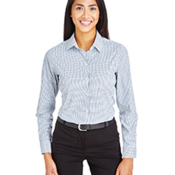 CrownLux Performance® Ladies' Micro Windowpane Woven Shirt Thumbnail