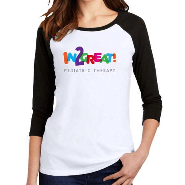 Women's Tri-Blend Tee, 3/4 Sleeve Raglan Full Front Thumbnail